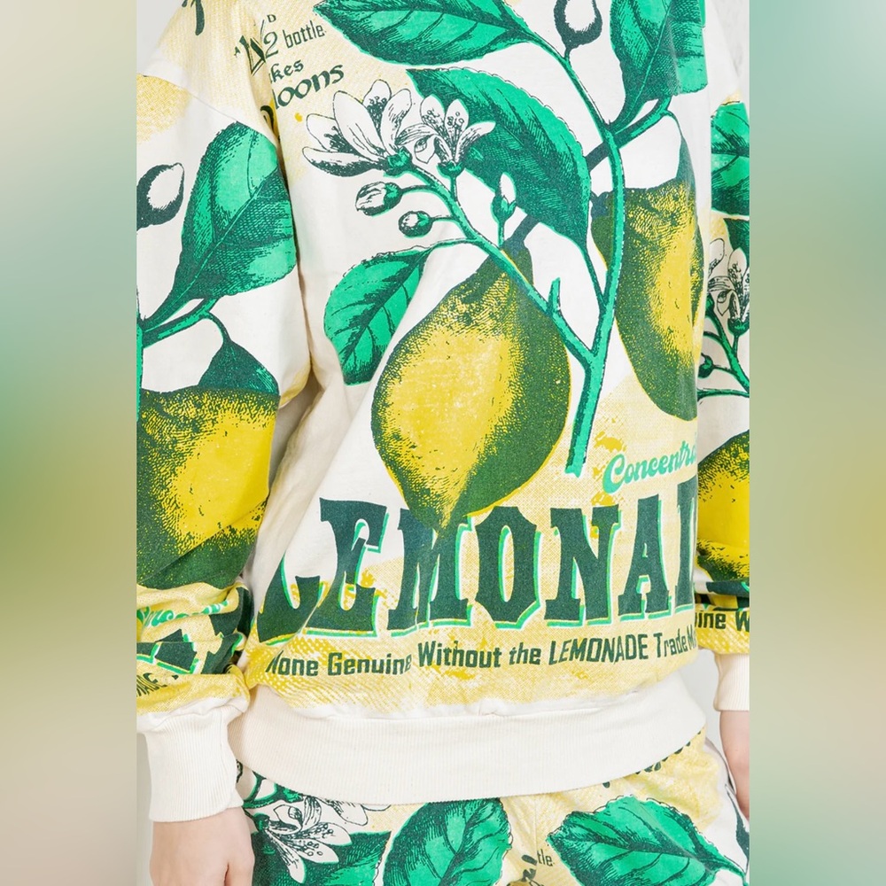 V3. ❤️NEW Retro Vintage Lemon Print Sweatshirt Jogger Set 100% Cotton Flour Sack - Picture 5 of 7